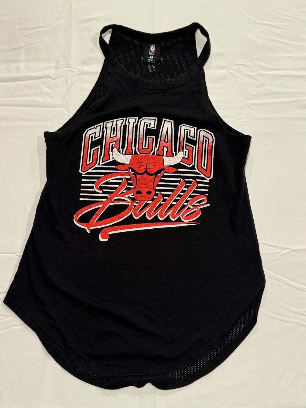 NBA Chicago Bulls Women's Size Small Black Mesh Back Racerback Y2K
